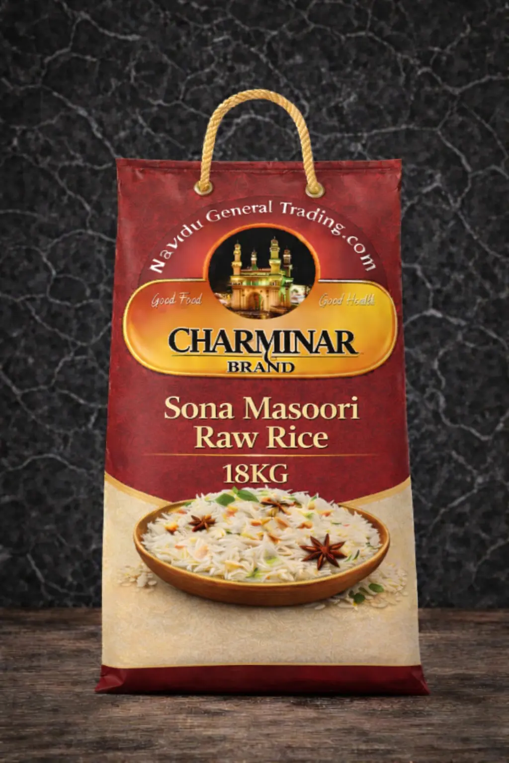 Charminar Sona Masoori Raw Rice - 18KG